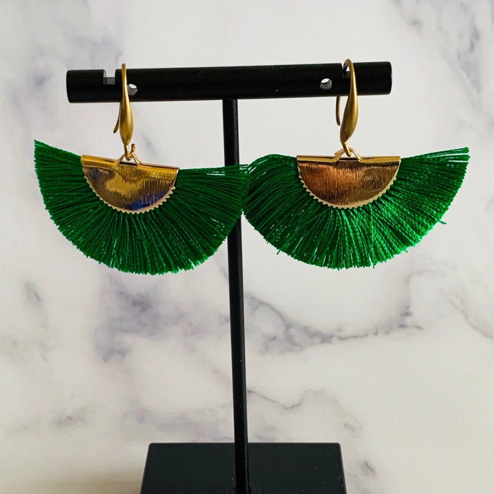Green Tassel Earrings